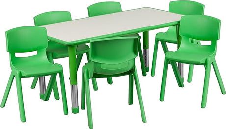 Emmy Adjustable Classroom Activity Table with 6 Stackable Chairs