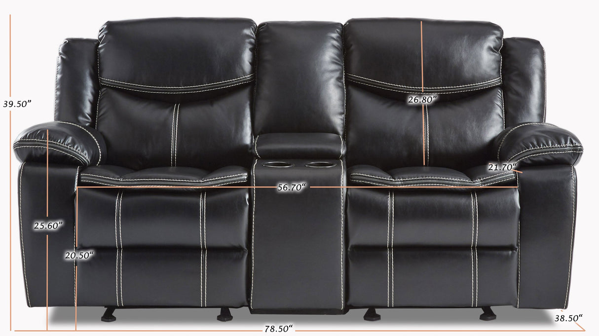 Bastrop Double Glider Reclining Loveseat (Manual), Black