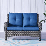 Outdoor Loveseat Wicker Patio Sofa - 2-Seat Rattan Outdoor Couch Patio Furniture