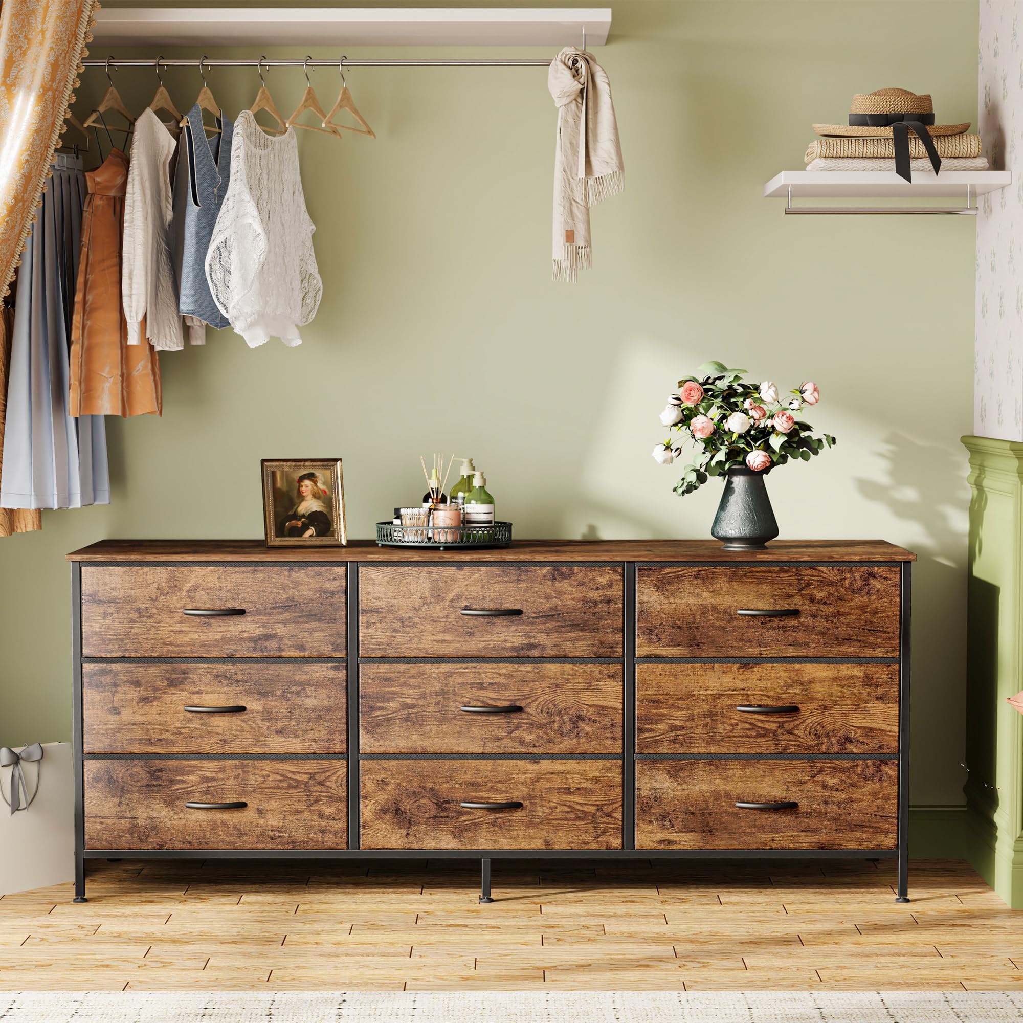 9 Drawer Dresser, 55 Inch Dresser