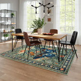 Washable Living Room Rug, Butterfly Area Rugs 5x7 Green Floral Area Rug,