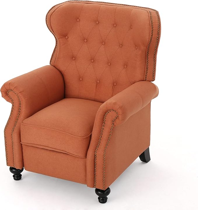 Waldo Tufted Wingback Recliner Chair(Warm Stone).