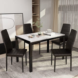 Faux Marble Dining Table Set for 4,5 Piece Dining Room Table Set,Rectangular Table