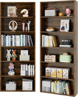 6-Tier Open Bookcase and Bookshelf, Floor Standing Wood Display Storage Shelves 71 Inch Tall Bookcase Home Decor Furniture for Home Office, Living Room, Bed Room, Black