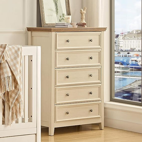 White Dresser for Bedroom, White 7-Drawer Dresser, Modern 7 Chest of Drawers