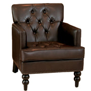 Malone Leather Club Chair, Brown 28D x 29.5W x 33.5H Inch