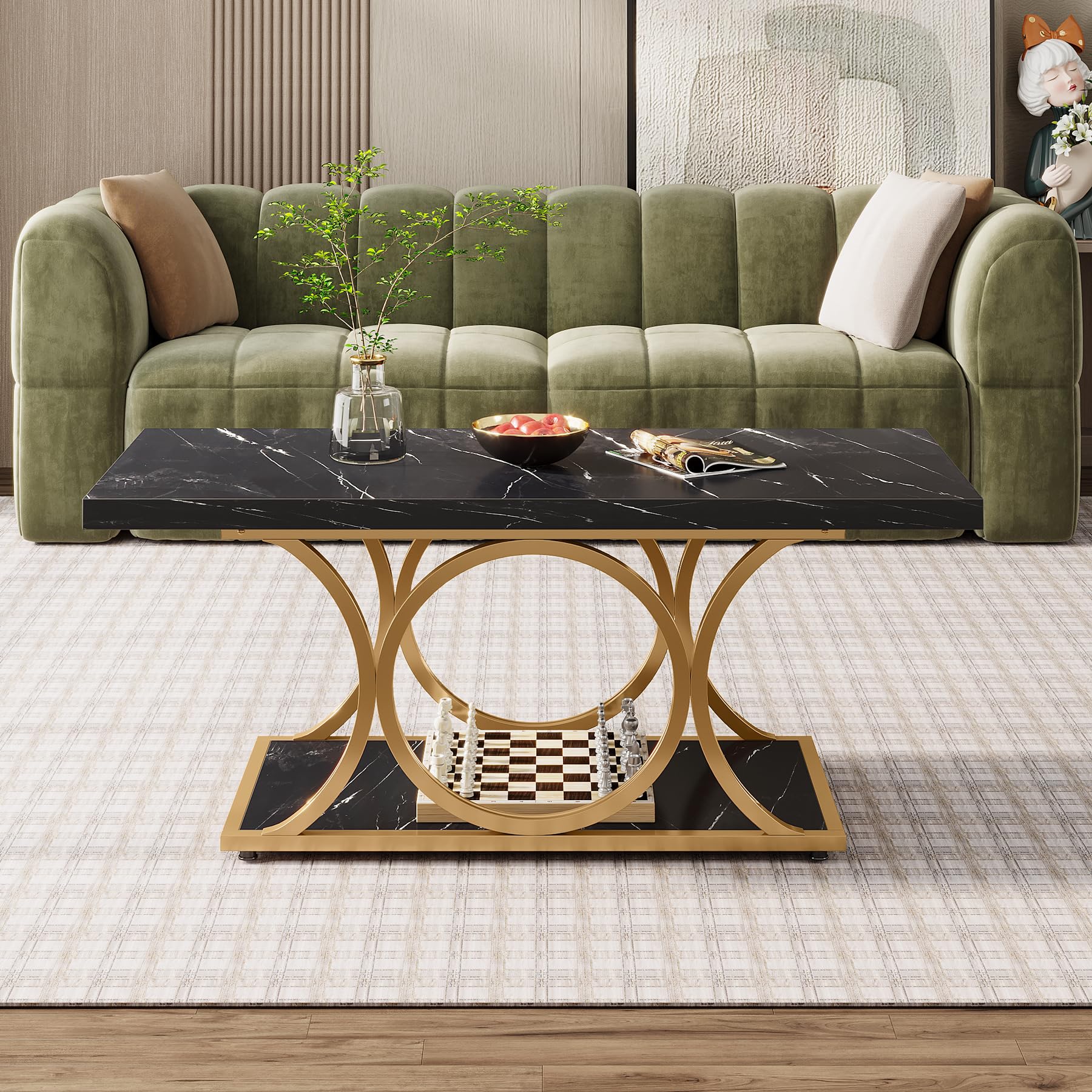 Rectangle Coffee Table, 47.24-inch Modern Coffee Tables for Living Room