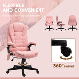 6-Point Vibrating Massage Office Chair with Heat - Pink Velvet