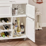 Haotian FKW45-WN, Kitchen Storage Serving Trolley Cart with Rubber Wood Worktop