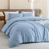 Classic Pure White Comforter Queen Size, 3 Pieces Boho Comforter Set, Lightweight Solid