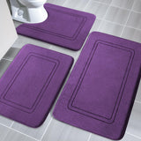 YIHOUSE Memory Foam Bath Mat Set, Bathroom Rugs Sets 3 Pieces, Non Slip Bath Mats for Bathroom, Super Soft and Water Absorbent bath rug set, Machine Washable U Shape Toilet Mats Set,Purple