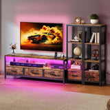 65 Inch TV Stand with LED Lights and Power Outlets