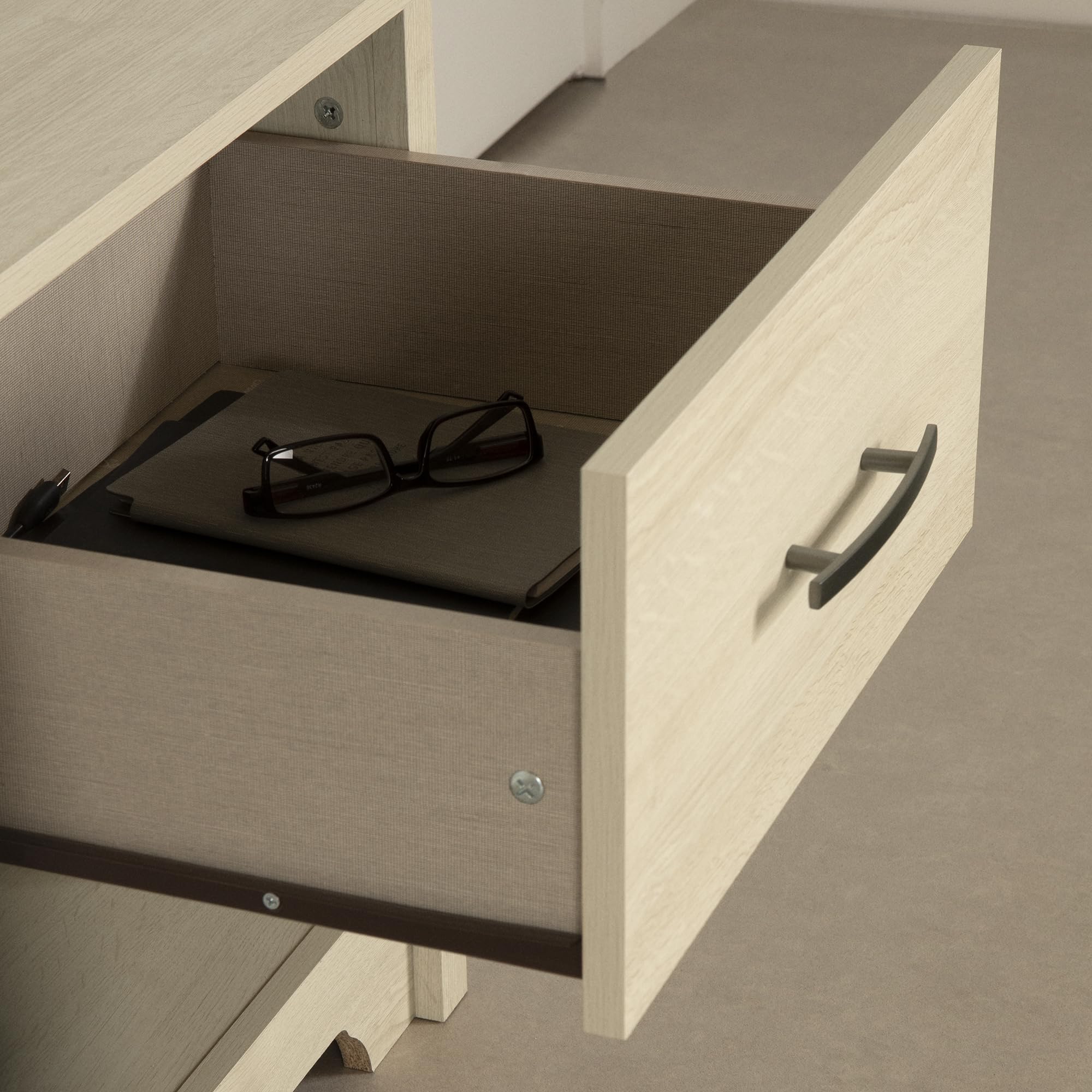 Fusion 1-Drawer Nightstand-End Table with Storage, Bleached Oak
