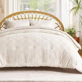 Boho Comforter Set King Size 7 Piece, Shabby Chic Tufted Comforter Set with Sheets