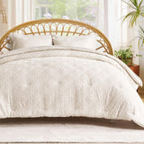 Boho Comforter Set King Size 7 Piece, Shabby Chic Tufted Comforter Set with Sheets