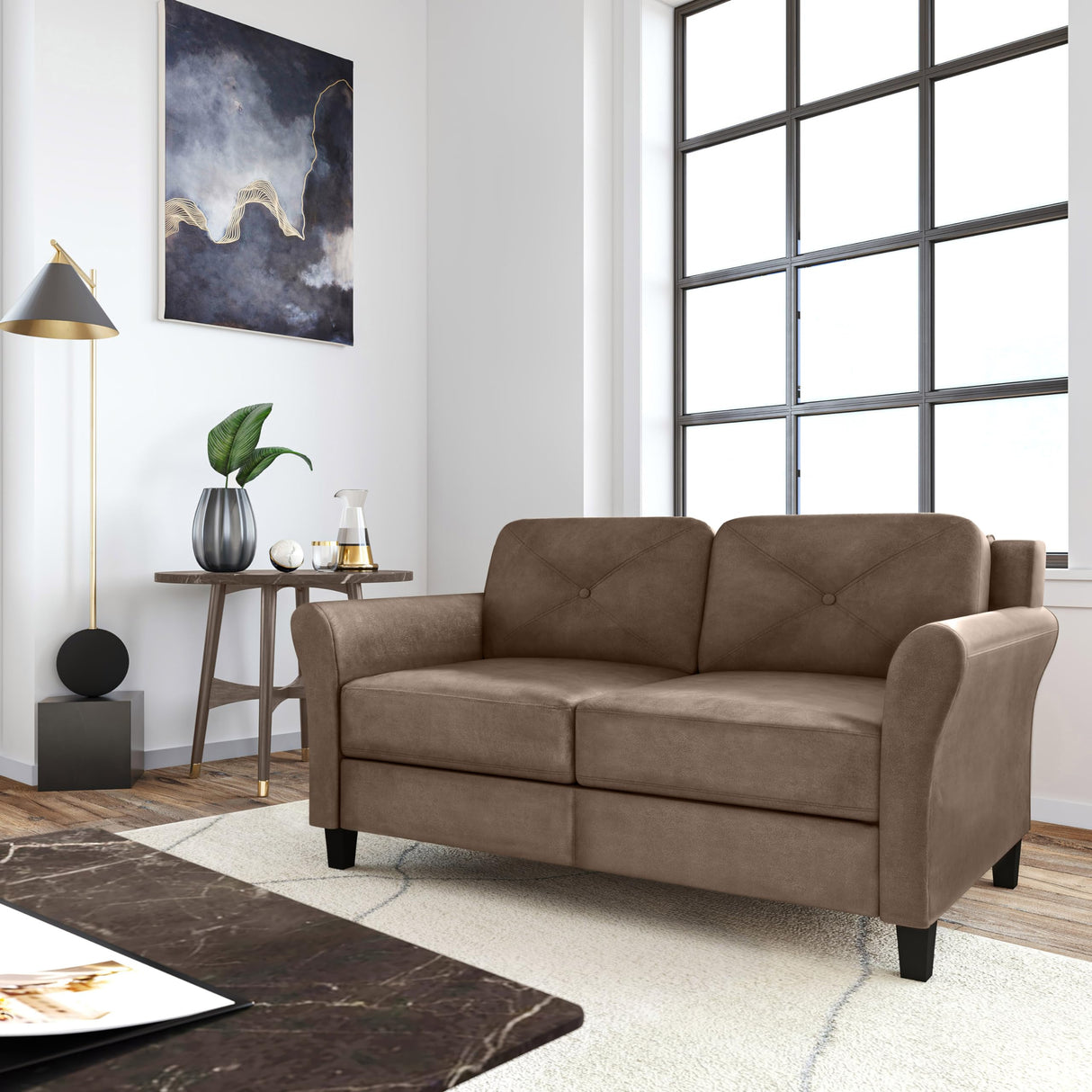 Solutions Harrington Loveseat Microfiber Brown