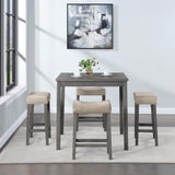 Celina Farmhouse Counter Height Dining Set, 5-Piece, Antique Grey Washed Finish