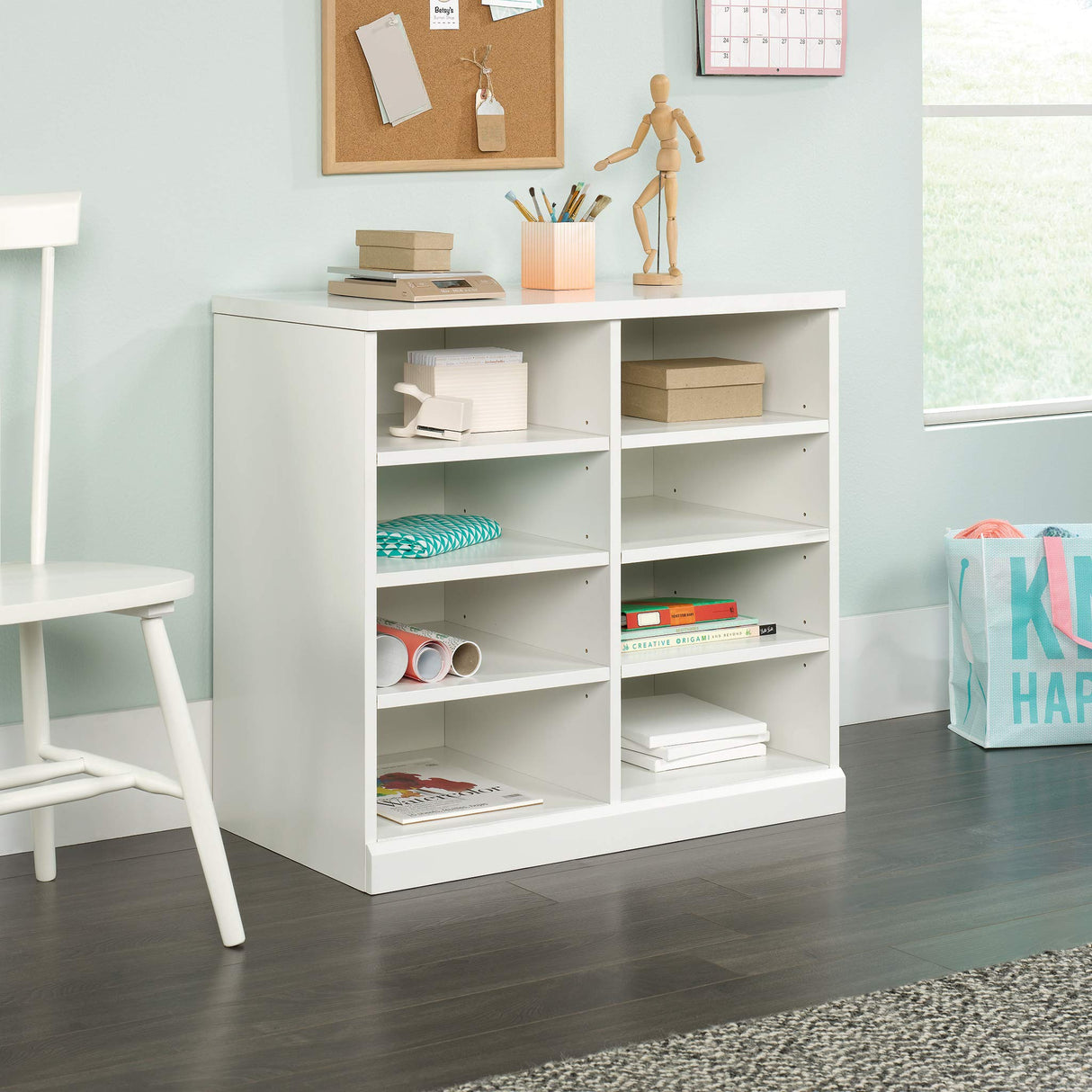 Craft Pro Series Open Storage Cabinet, L: 32.05" x W: 17.69" x H: 30.00", White finish