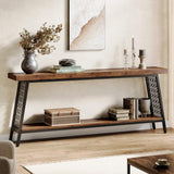 70.9" Console Table, 2-Tier Extra Long Sofa Table, Industrial Entryway Table Behind Couch