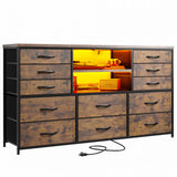 TV Stand Dresser for Bedroom with Power Outlet & LED Lights for 60''TV Stand