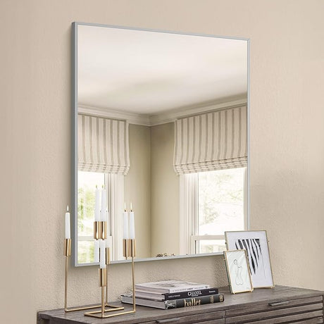 Black Bathroom Mirror for Wall, 60x36 Inch Rectangle Mirrors with Metal Frame