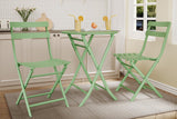 3-Piece Patio Bistro Sets, Outdoor Space-Saving Folding Bistro Table and Chairs, Patio Furniture Set with Strong Round Tube Metal Frame, Weather Resistant Conversation Set for Yard Garden, Green