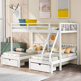 Triple Bunk Bed with Stairs, Twin Over Twin & Twin Bunk Bed for 3, Triple Bunk Bed with Drawers