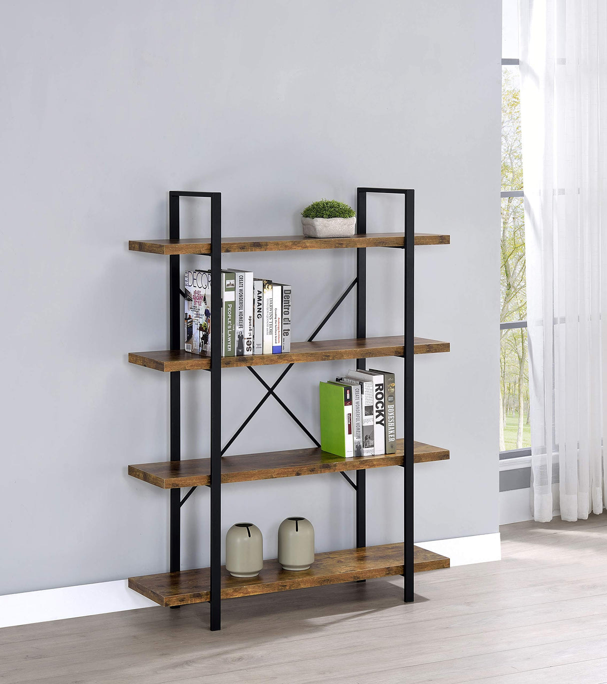 Bookcase Antique Nutmeg and Black 805806