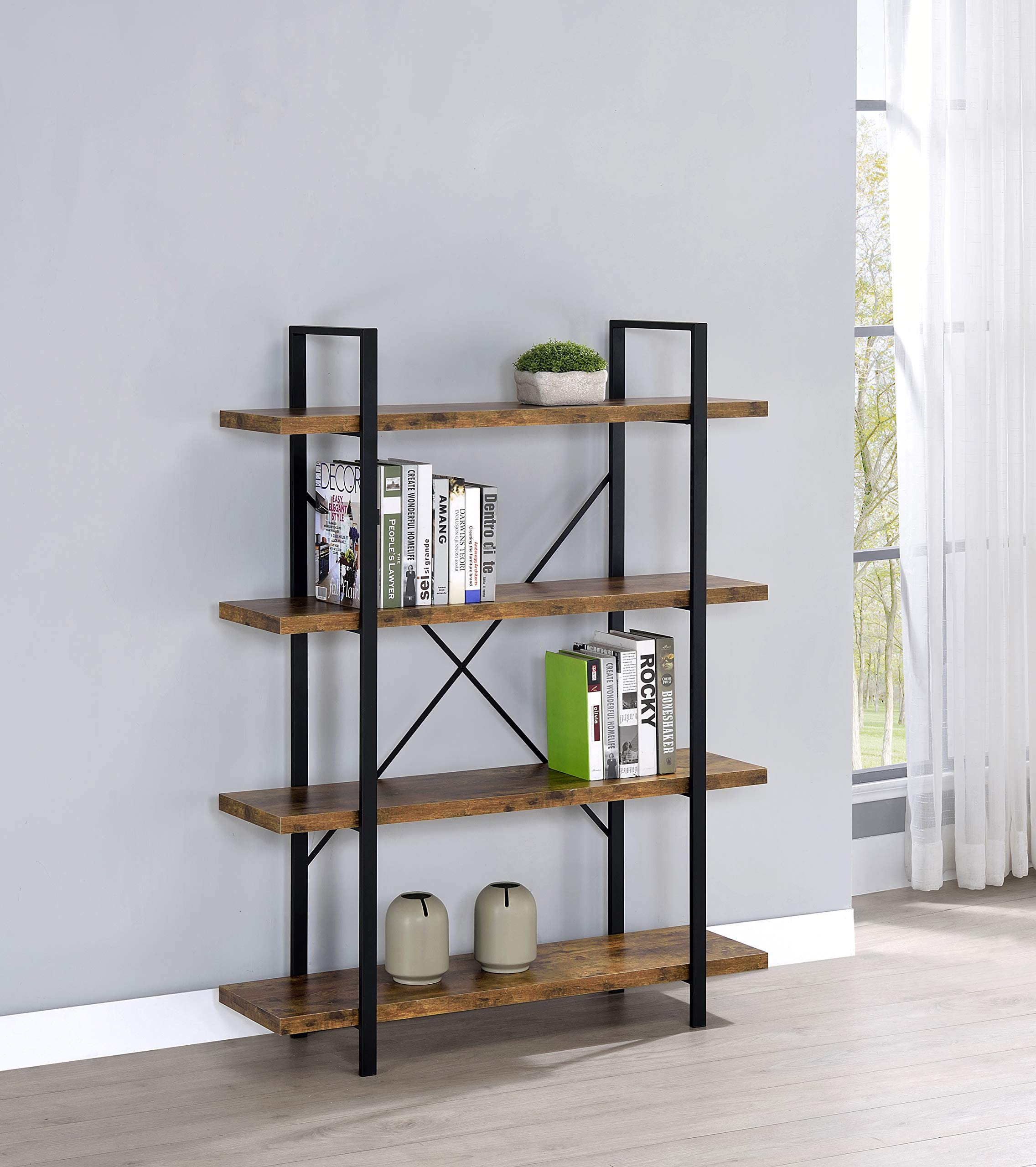 Bookcase Antique Nutmeg and Black 805806