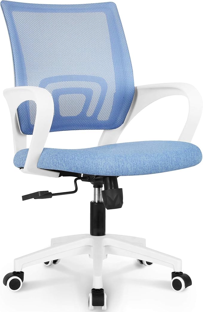 Office Chair Computer Desk Chair Gaming Ergonomic Mid Back Cushion Lumbar Support with Comfy Mesh Adjustable Swivel Rolling Home (Pink)