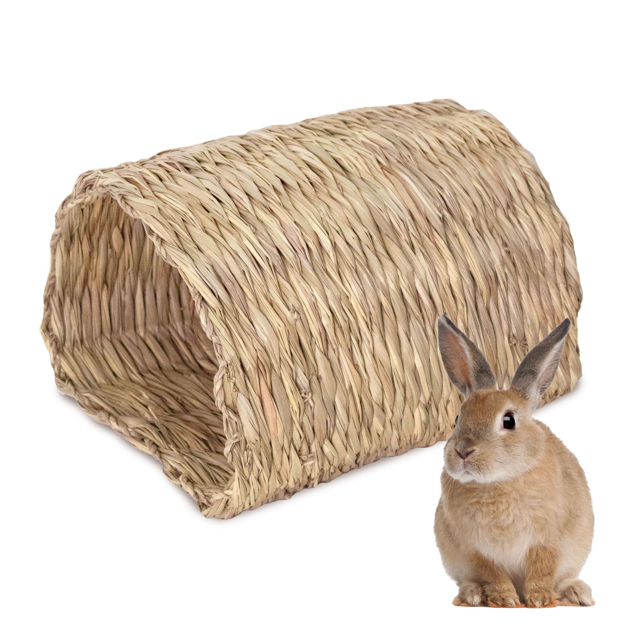 Seagrass House Tunnel Hutch Woven Hut Hay Shelter for Bunny, Rabbits, Guinea pigs