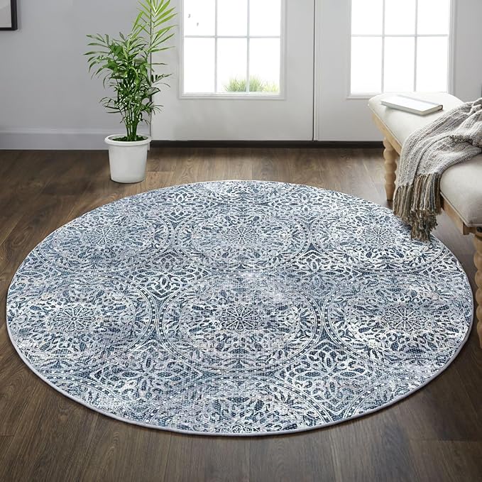 6x9 Area Rugs, Stain Resistant Washable Rug for Living Room, Vintage Inspired Rug