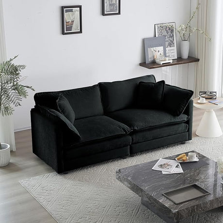 Comfortable Deep Seat Chenille Loveseat, Modern Love Seat 2-Seater Sofa Couch