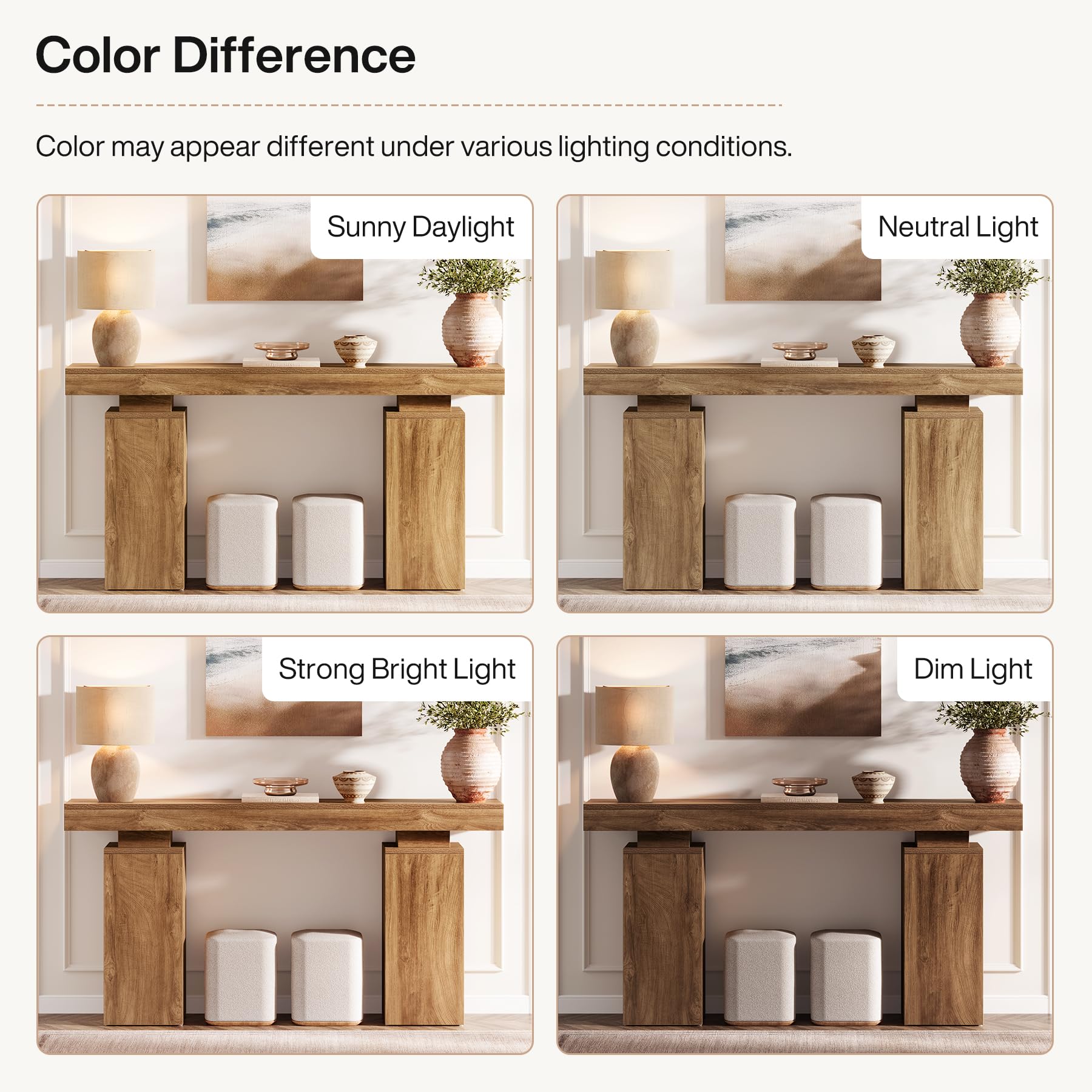 63-Inch Farmhouse Console Table - Natural Wood Finish