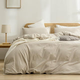 Duvet Cover Set 100% Washed Cotton Linen Feel Super Soft Comfortable Chic
