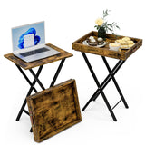 TV Tray Tables Set of 2 TV Trays with Removable Tray Top 2 Pcs Folding Side Table