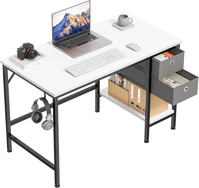 Office Desk, Computer Desk with Drawers 47" Study Writing Desks for Home
