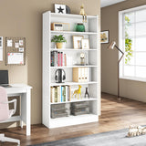 78-inch Tall Bookcase, Modern 7-Tier White Library Bookshelf with Storage Shelves