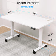 Electric Height Adjustable Standing Desk, 55 x 28 Inches Sit Stand Desk with Memory