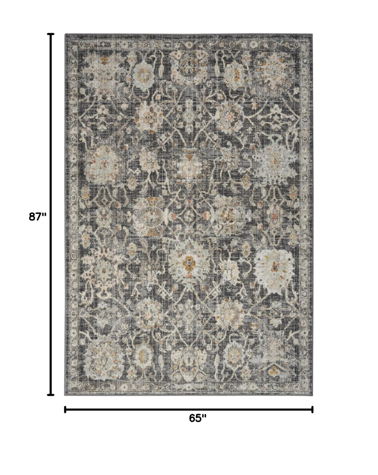 Nourison Oushak Home Traditional Charcoal 5'5" x 7'3" Area -Rug, Easy -Cleaning, Non Shedding, Bed Room, Living Room, Dining Room, Kitchen (5x7)