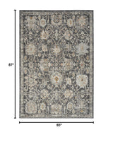 Nourison Oushak Home Traditional Charcoal 5'5" x 7'3" Area -Rug, Easy -Cleaning, Non Shedding, Bed Room, Living Room, Dining Room, Kitchen (5x7)