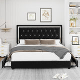 Full Size Bed Frame with 4 Storage Drawers and Adjustable Headboard, Modern