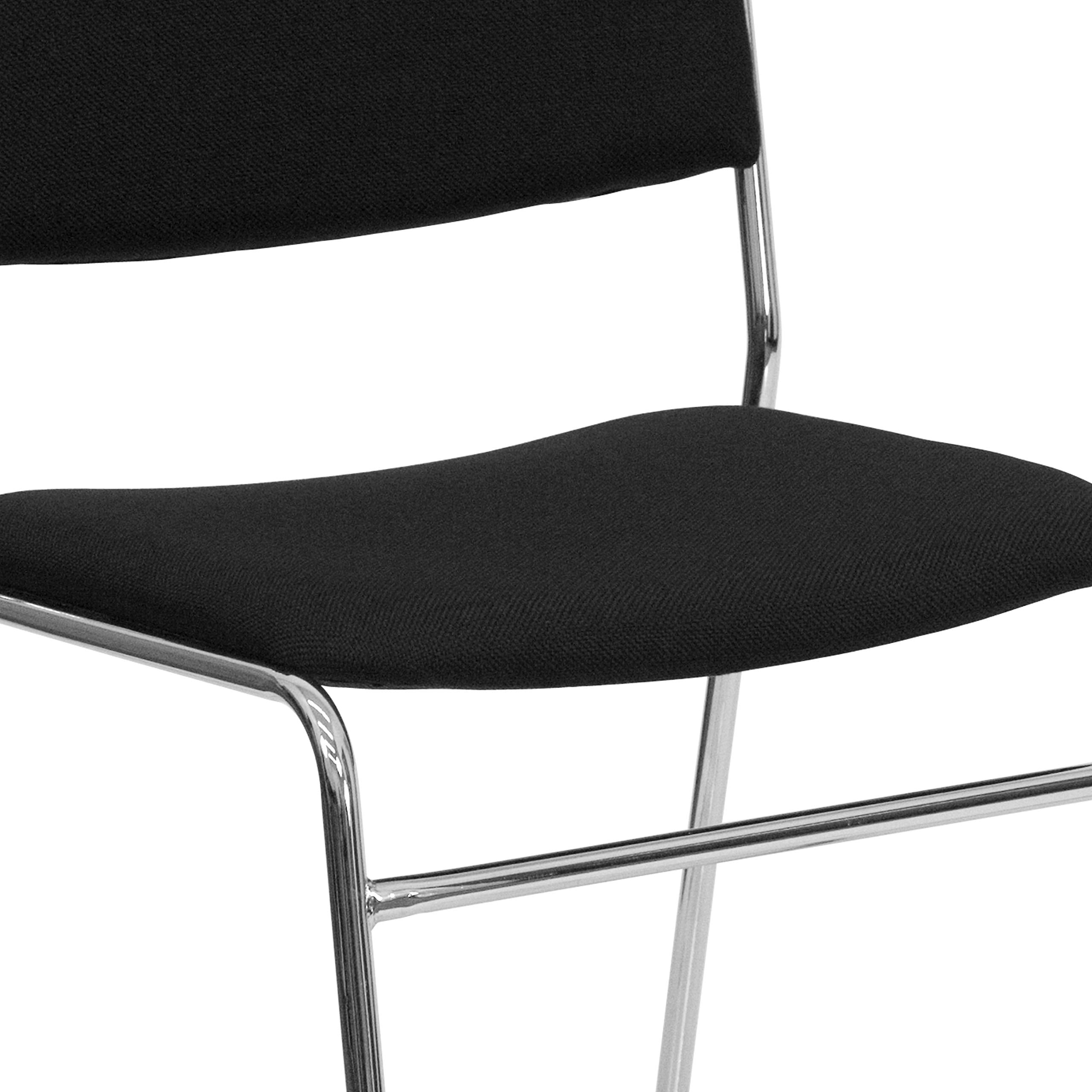 500 lb. Capacity Black Fabric High Density Chrome Stacking Chair