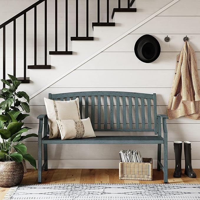 52" Farmhouse Outdoor Bench, Garden Benches