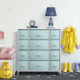 Kids Dresser with 12 Drawers - Chest Organizer Unit with Steel Frame Wood Top & Handle