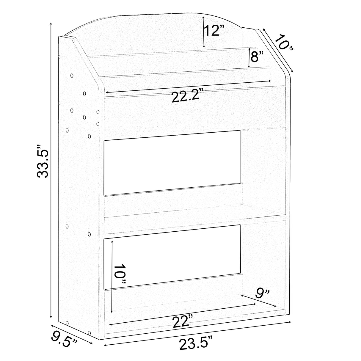 Wooden Storage Bookcase with Shelf, Playroom Bedroom Living and Office