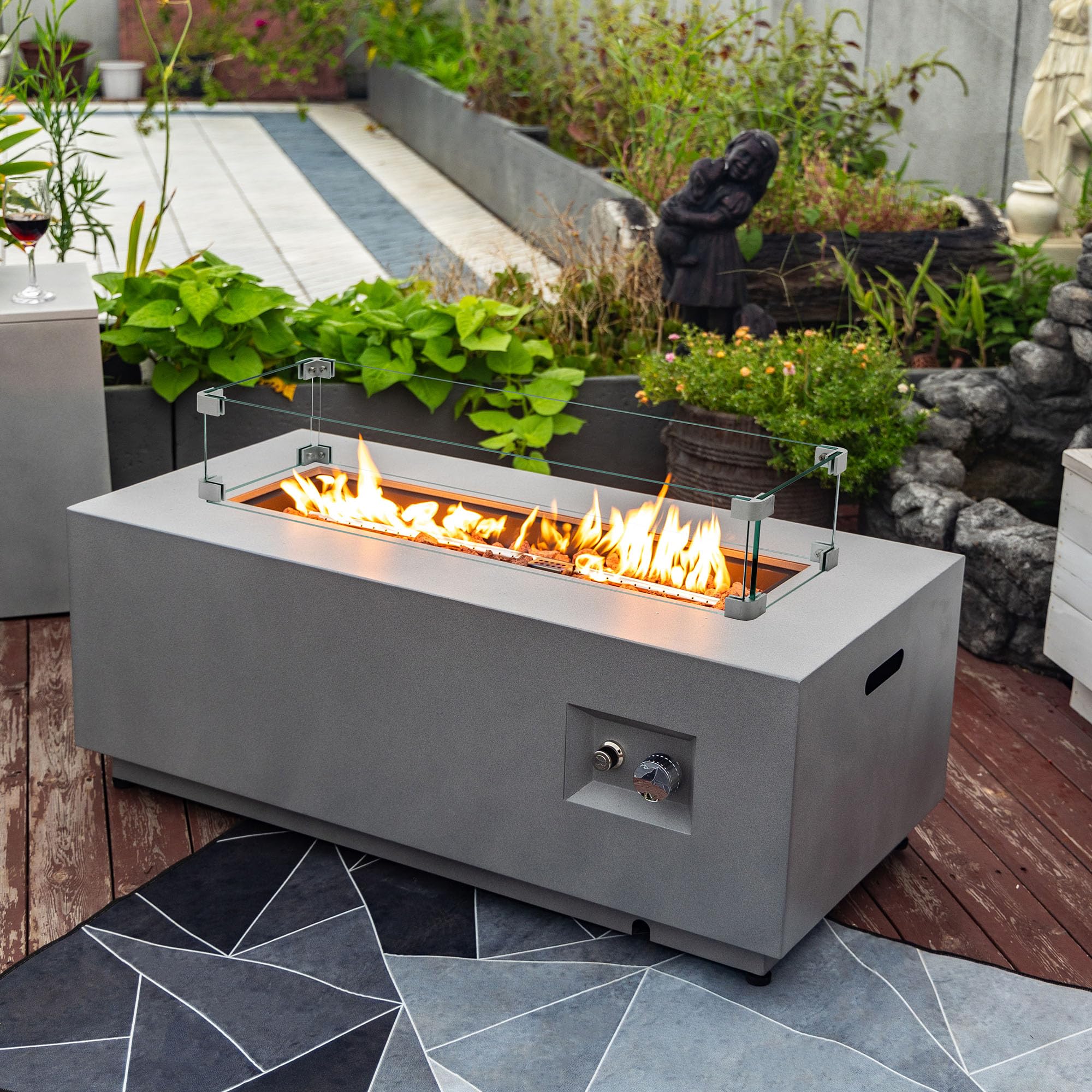 Outdoor Fire Pit Table Propane Gas Fire pits Outdoor Fireplaces 42″ Rectangular Firepit