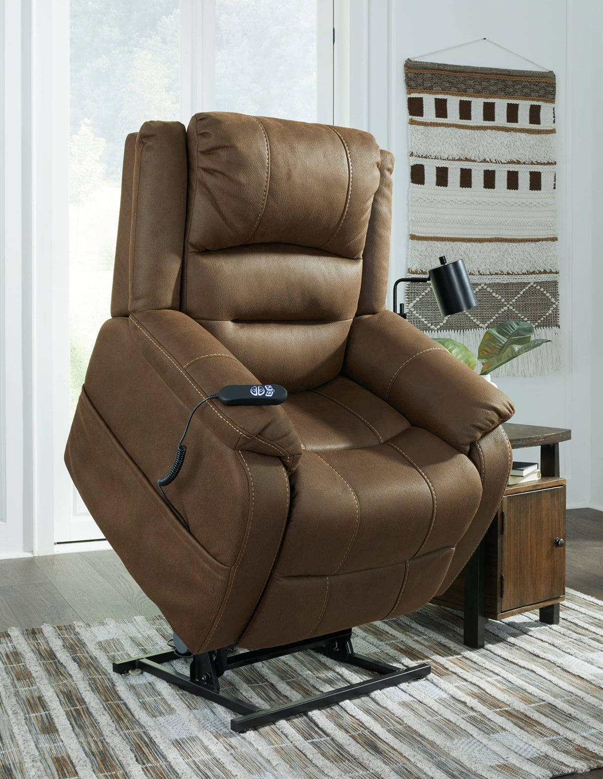 Whitehill Faux Leather Power Lift Recliner, Brown