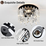 MAYNA Crystal Ceiling Light, Balck Flush Mount Ceiling Light, Modern Chandelier for Entryway, Kitchen, Corridor, Hallway, Living Room(Bulb Not Included)