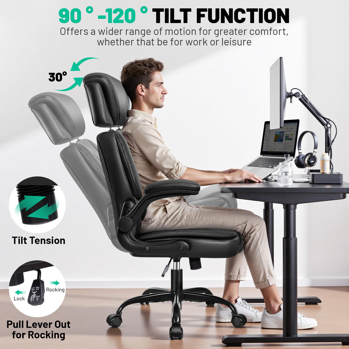 Ergonomic Office Chair with Lumbar Support and Adjustable Headrest